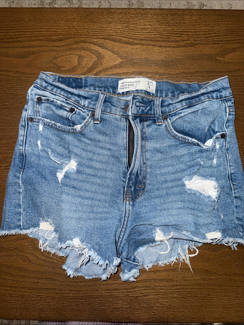 Abercrombie and Fitch High-Rise Distressed Denim Shorts